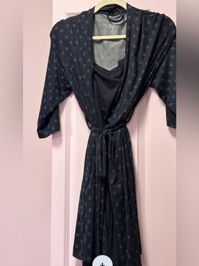 Navy blue Printed Robe & pj Set